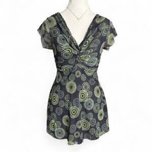 Patterned Baby Doll Short Sleeve Top Size M Brand : Silver Lining